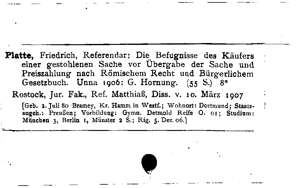 [Katalogkarte Dissertationenkatalog bis 1980]