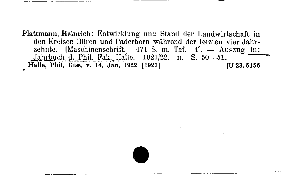 [Katalogkarte Dissertationenkatalog bis 1980]