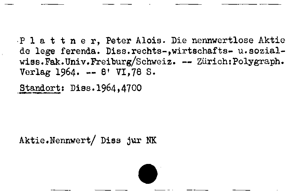 [Katalogkarte Dissertationenkatalog bis 1980]