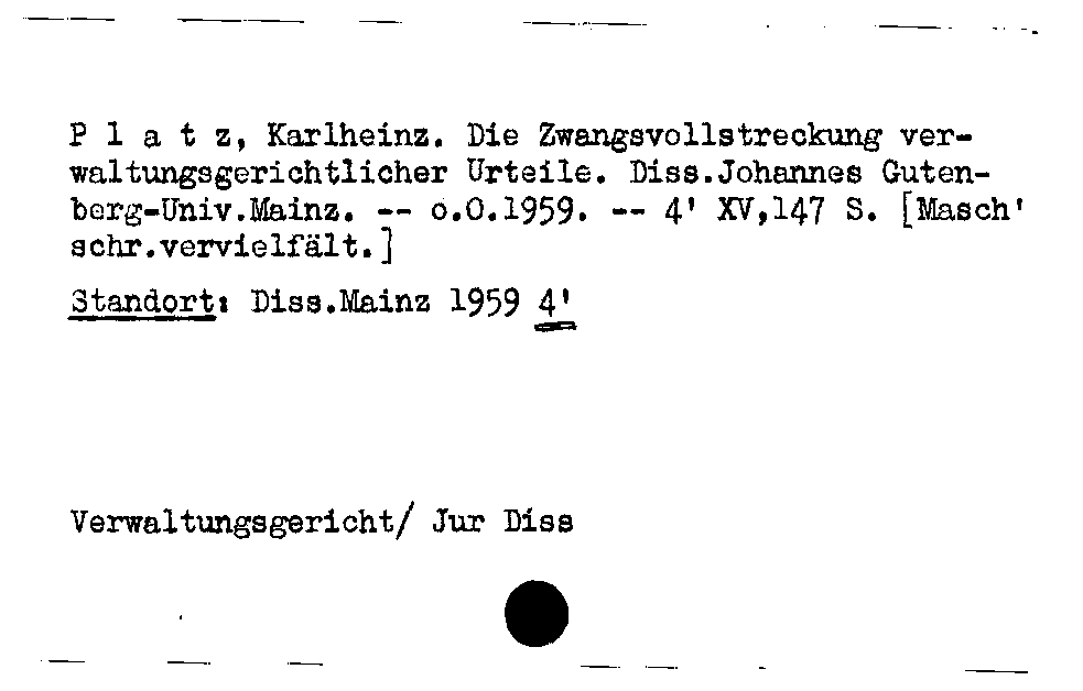 [Katalogkarte Dissertationenkatalog bis 1980]