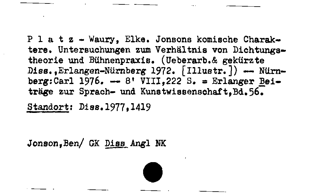 [Katalogkarte Dissertationenkatalog bis 1980]