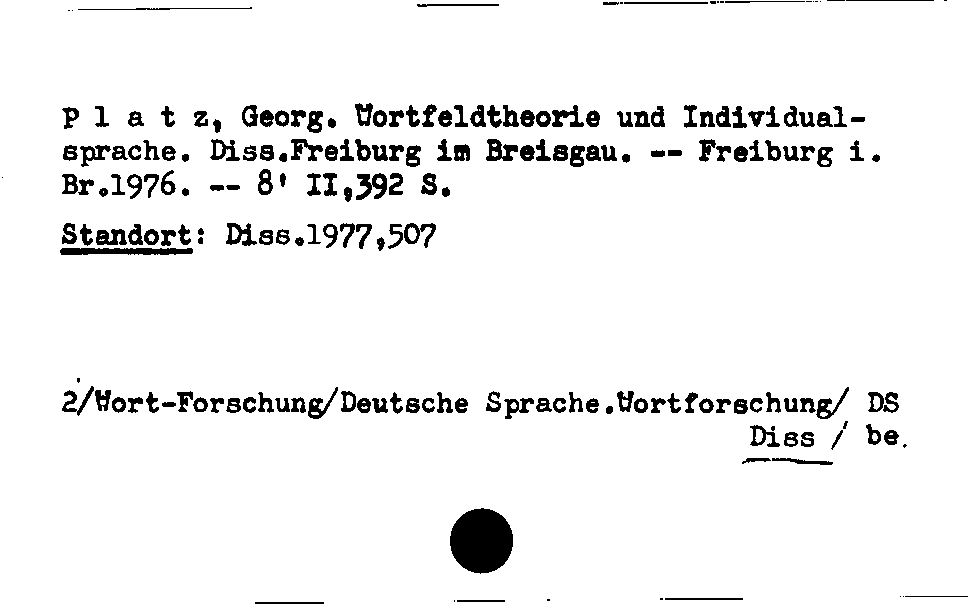 [Katalogkarte Dissertationenkatalog bis 1980]