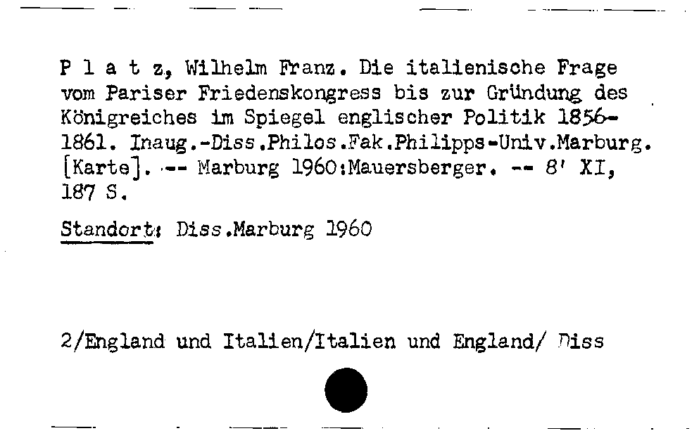 [Katalogkarte Dissertationenkatalog bis 1980]