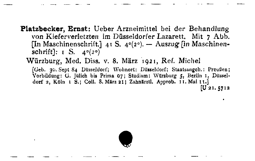 [Katalogkarte Dissertationenkatalog bis 1980]