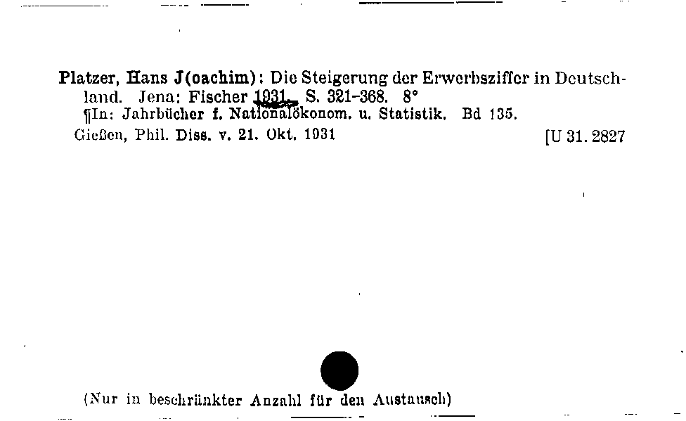 [Katalogkarte Dissertationenkatalog bis 1980]