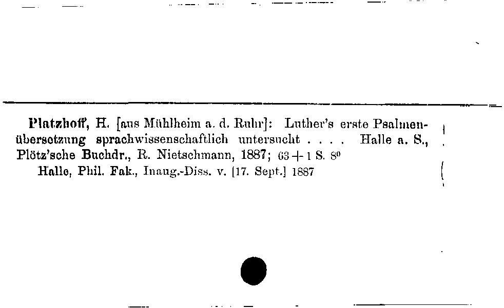 [Katalogkarte Dissertationenkatalog bis 1980]