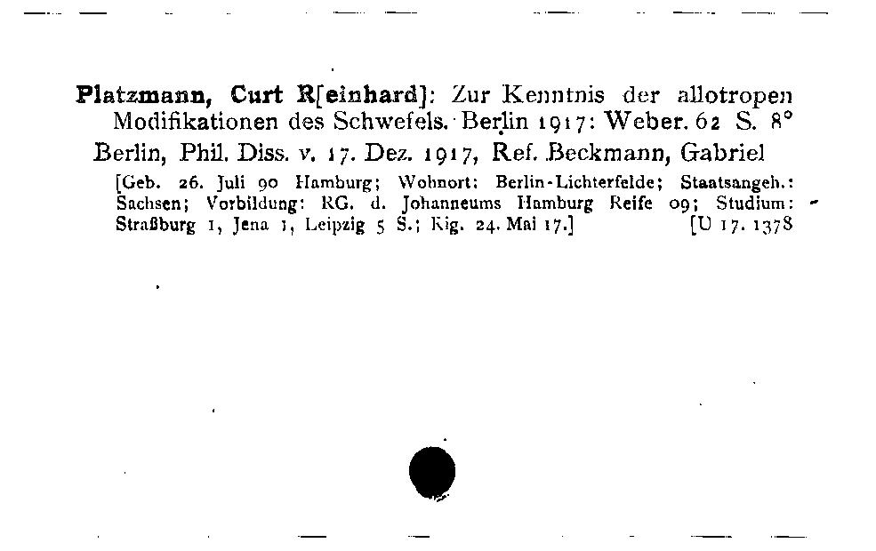 [Katalogkarte Dissertationenkatalog bis 1980]