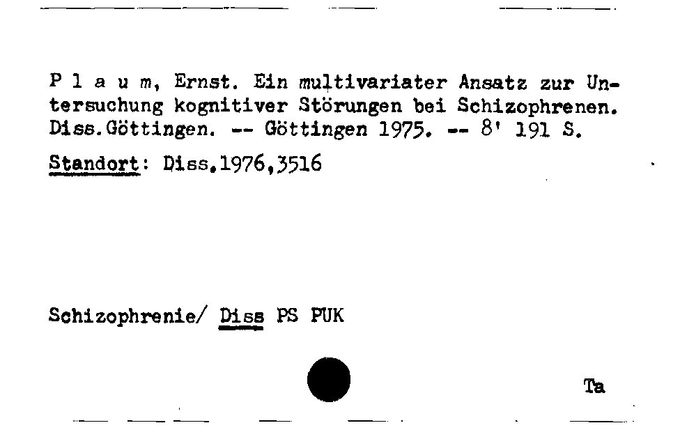 [Katalogkarte Dissertationenkatalog bis 1980]