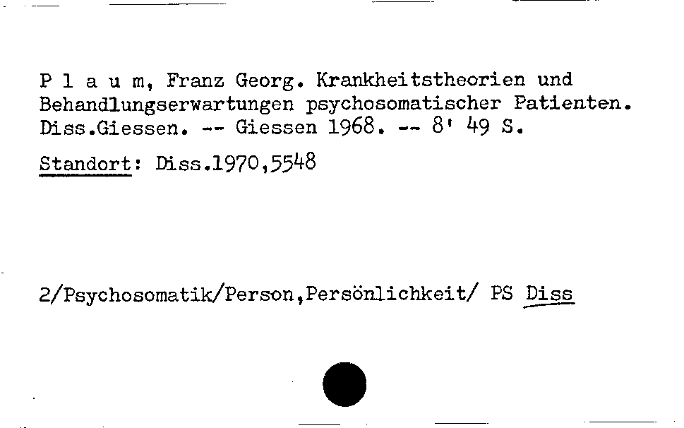 [Katalogkarte Dissertationenkatalog bis 1980]