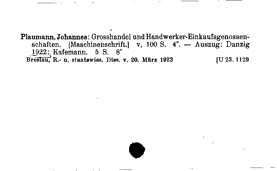 [Katalogkarte Dissertationenkatalog bis 1980]