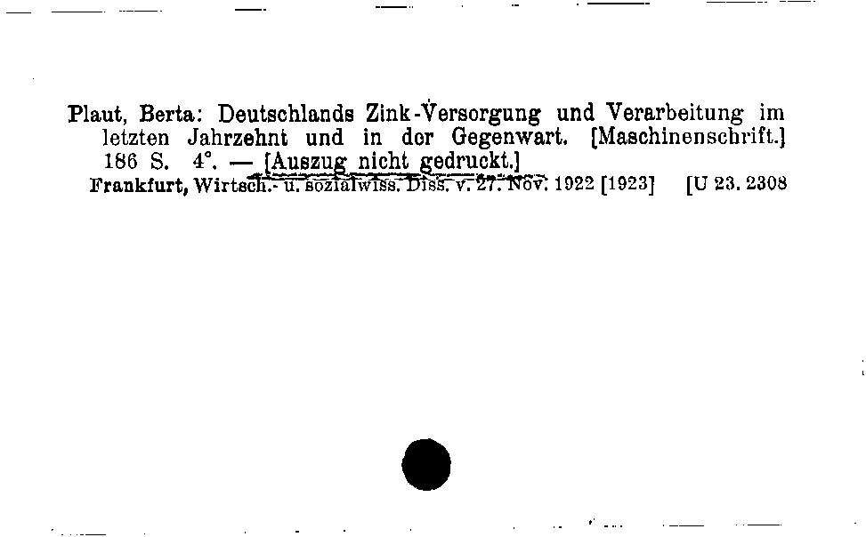 [Katalogkarte Dissertationenkatalog bis 1980]