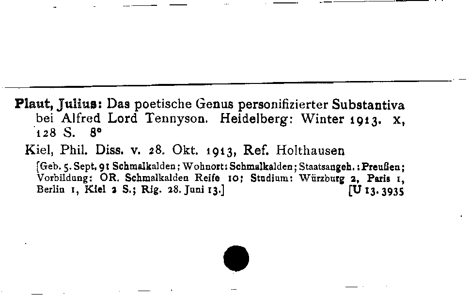 [Katalogkarte Dissertationenkatalog bis 1980]