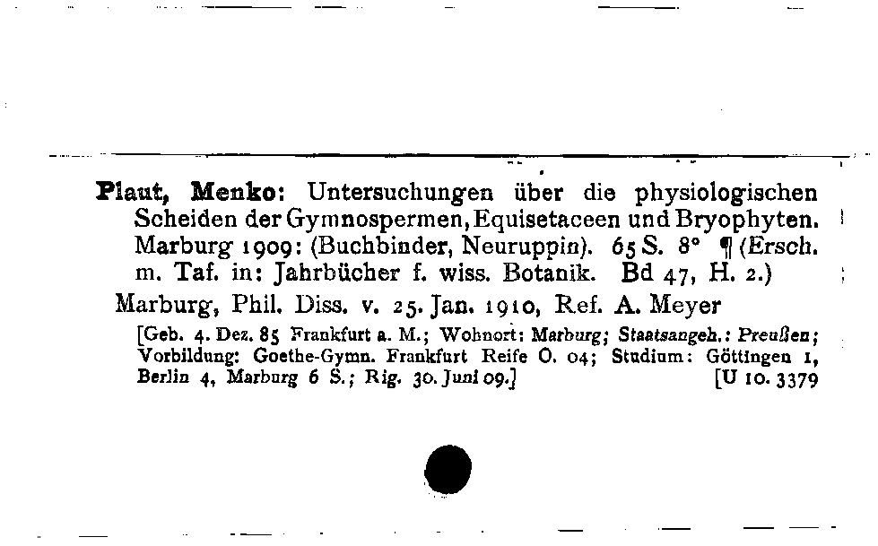 [Katalogkarte Dissertationenkatalog bis 1980]