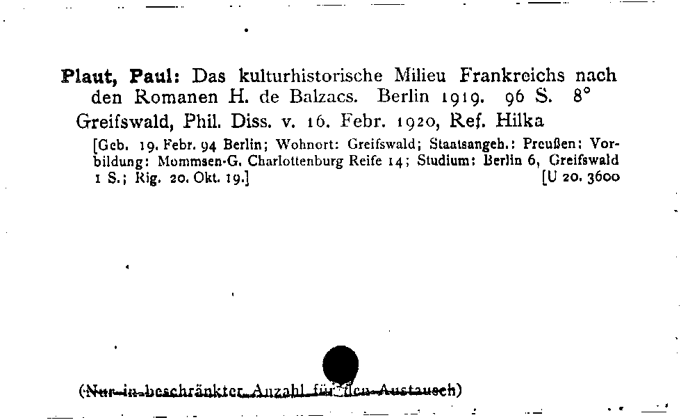 [Katalogkarte Dissertationenkatalog bis 1980]