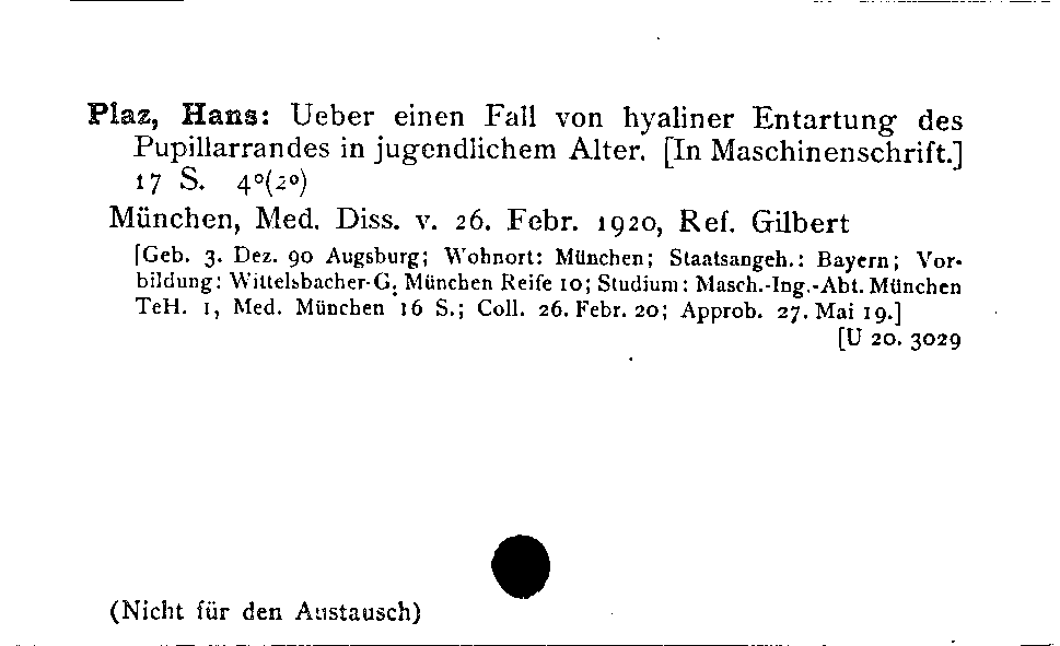 [Katalogkarte Dissertationenkatalog bis 1980]