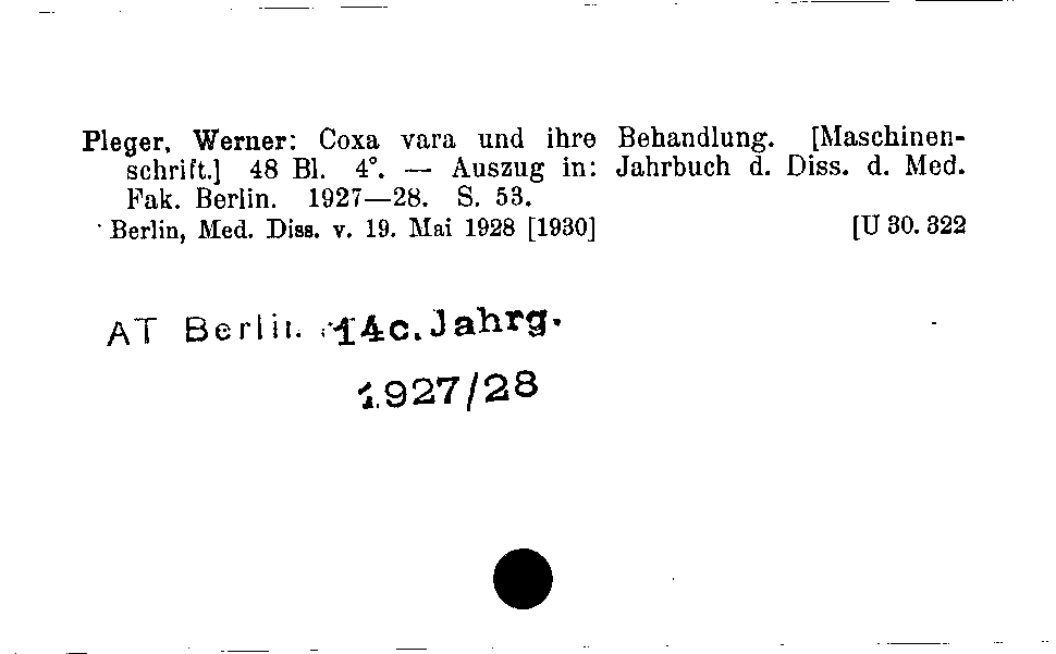 [Katalogkarte Dissertationenkatalog bis 1980]