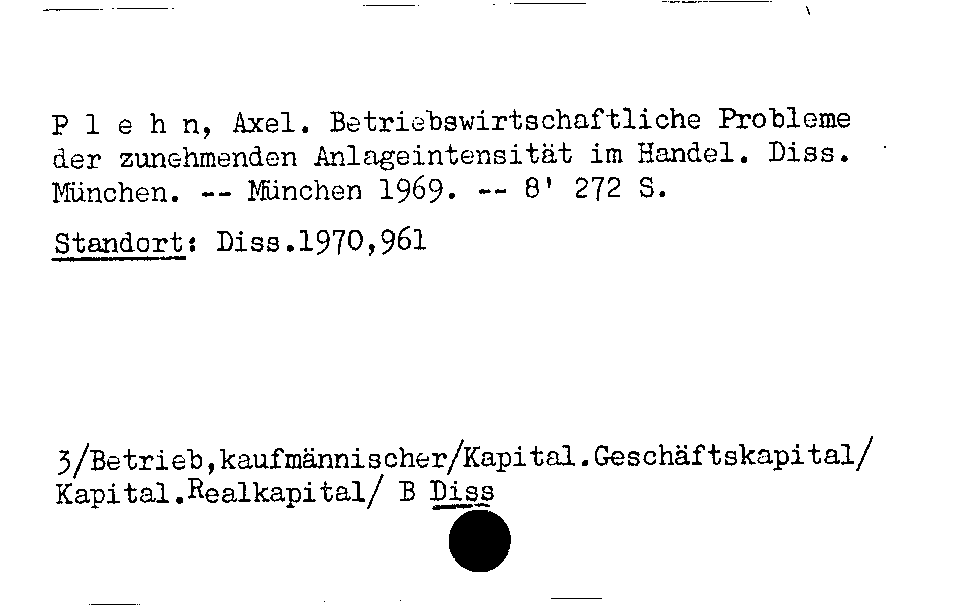 [Katalogkarte Dissertationenkatalog bis 1980]