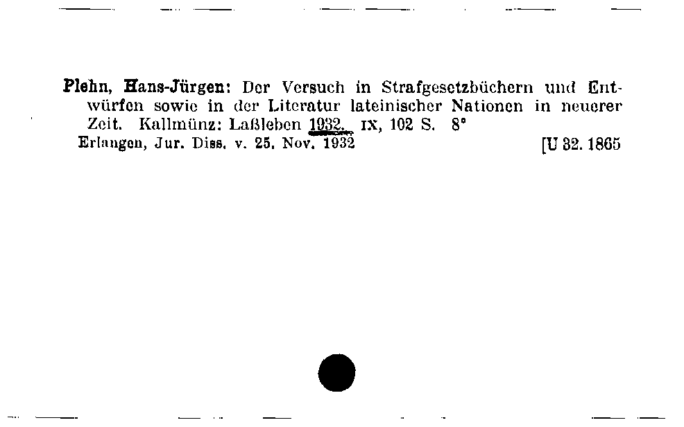 [Katalogkarte Dissertationenkatalog bis 1980]