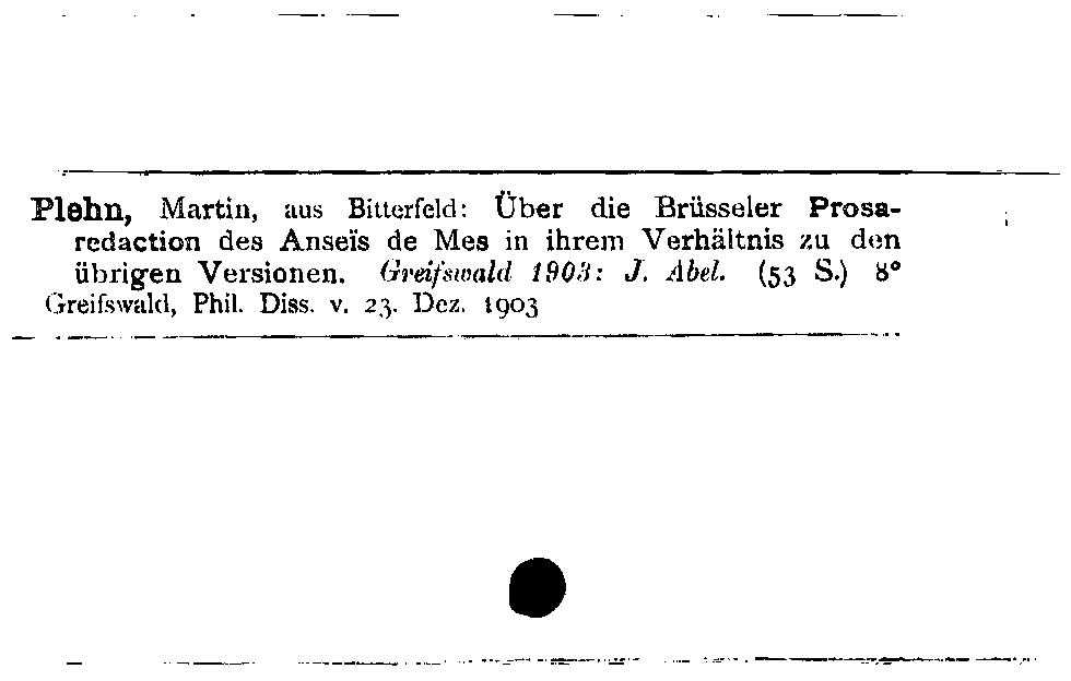 [Katalogkarte Dissertationenkatalog bis 1980]