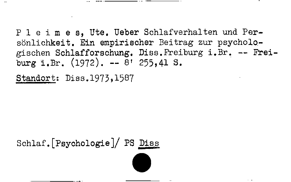 [Katalogkarte Dissertationenkatalog bis 1980]