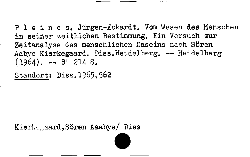 [Katalogkarte Dissertationenkatalog bis 1980]