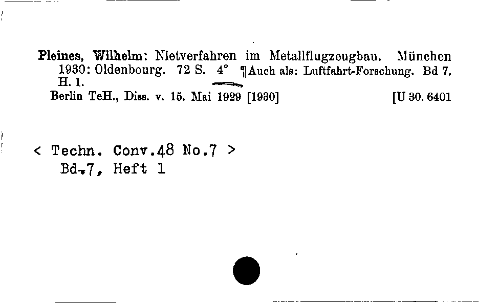 [Katalogkarte Dissertationenkatalog bis 1980]