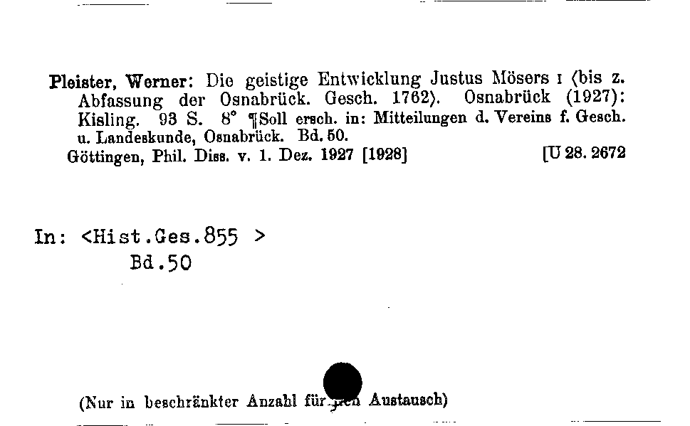 [Katalogkarte Dissertationenkatalog bis 1980]