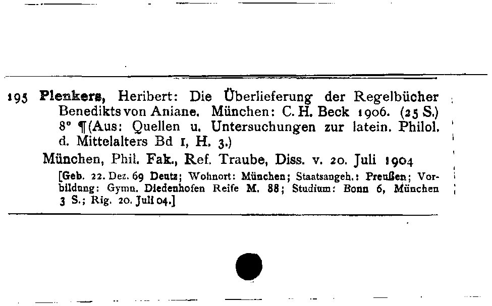 [Katalogkarte Dissertationenkatalog bis 1980]