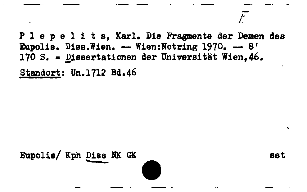 [Katalogkarte Dissertationenkatalog bis 1980]