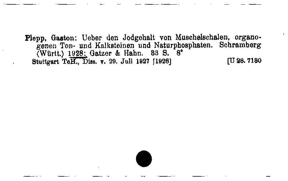 [Katalogkarte Dissertationenkatalog bis 1980]