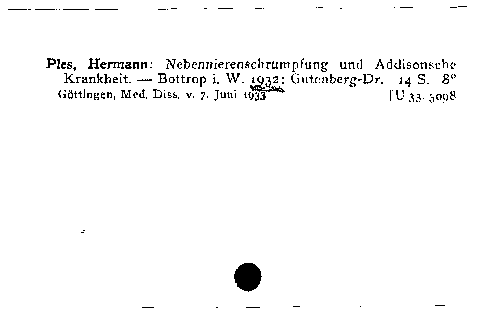 [Katalogkarte Dissertationenkatalog bis 1980]