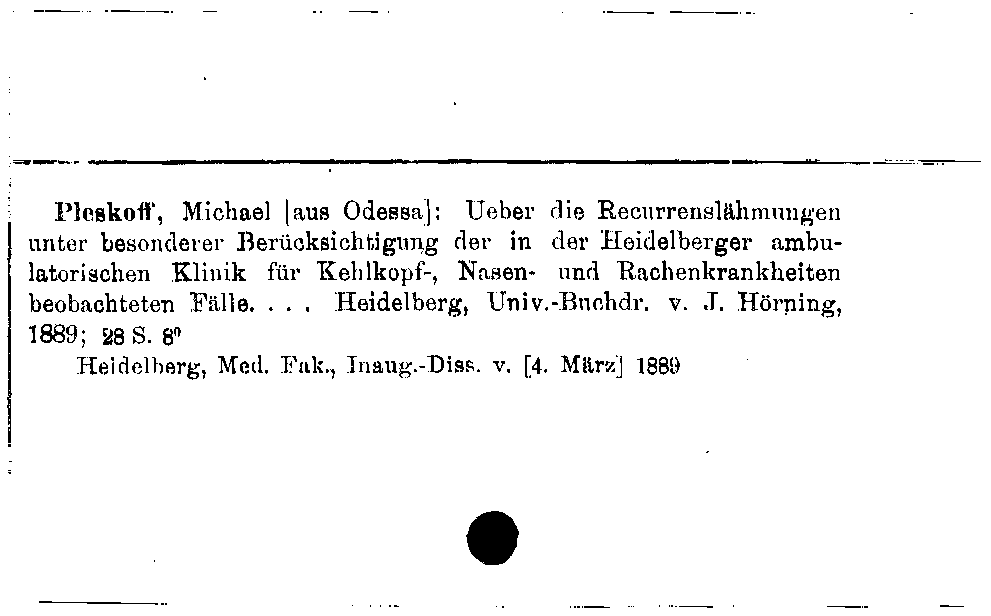 [Katalogkarte Dissertationenkatalog bis 1980]