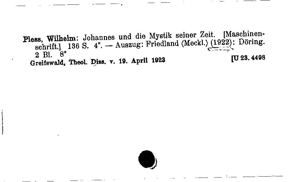 [Katalogkarte Dissertationenkatalog bis 1980]