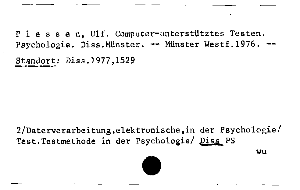 [Katalogkarte Dissertationenkatalog bis 1980]