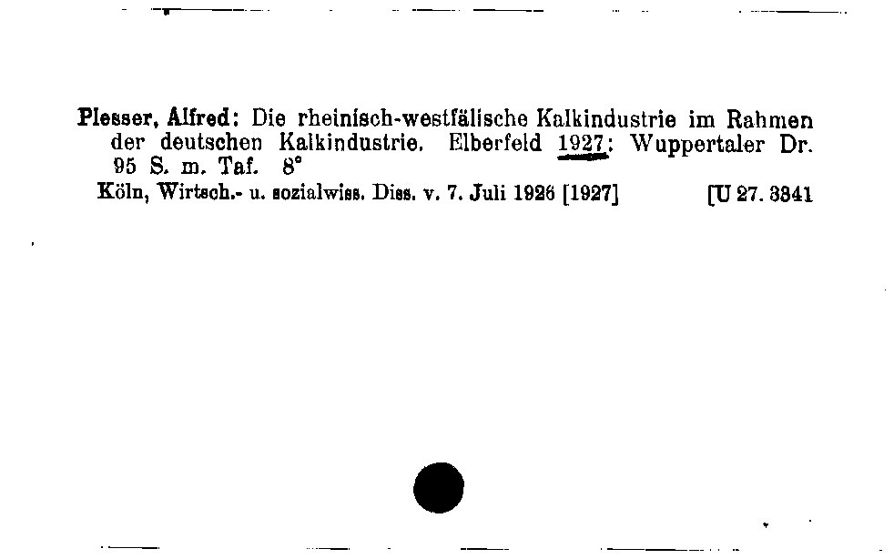 [Katalogkarte Dissertationenkatalog bis 1980]