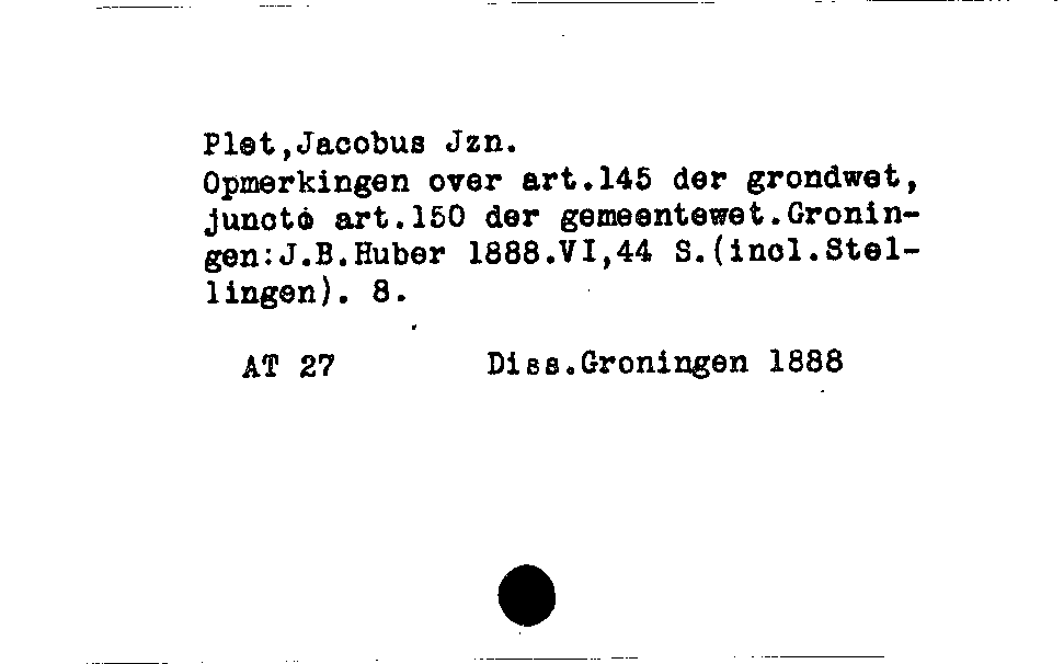 [Katalogkarte Dissertationenkatalog bis 1980]