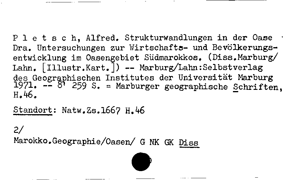 [Katalogkarte Dissertationenkatalog bis 1980]