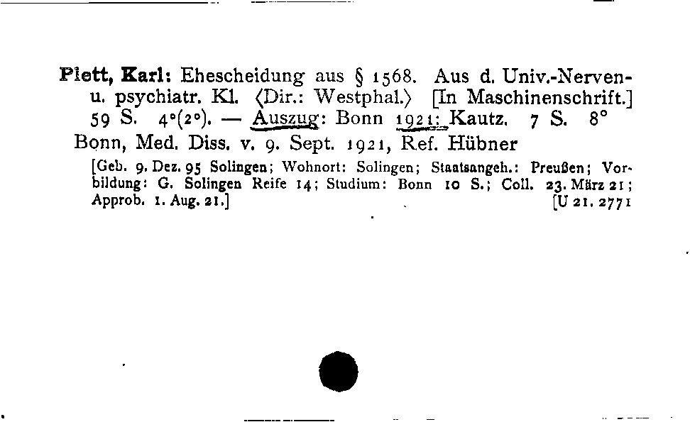 [Katalogkarte Dissertationenkatalog bis 1980]