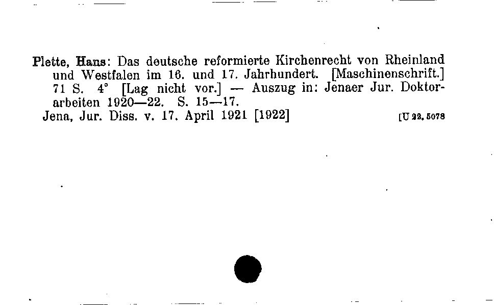 [Katalogkarte Dissertationenkatalog bis 1980]