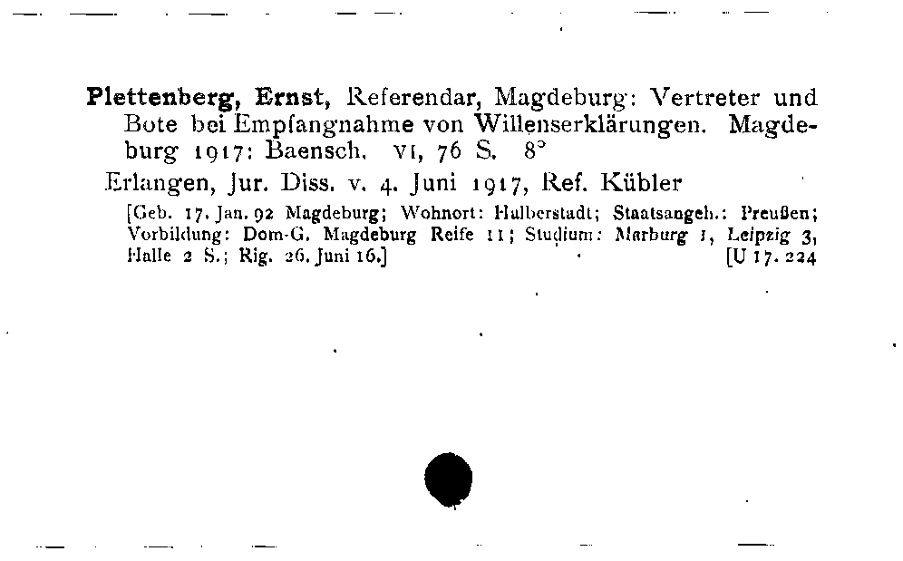 [Katalogkarte Dissertationenkatalog bis 1980]