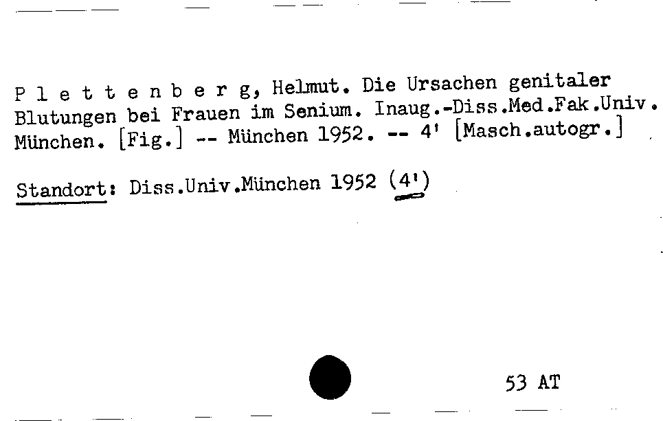 [Katalogkarte Dissertationenkatalog bis 1980]