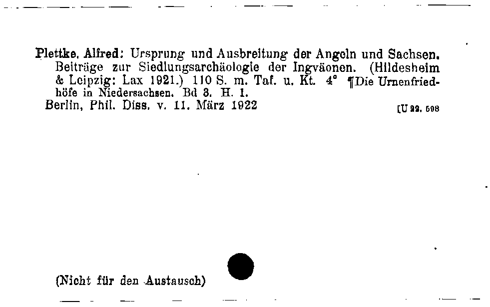 [Katalogkarte Dissertationenkatalog bis 1980]