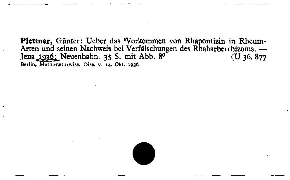 [Katalogkarte Dissertationenkatalog bis 1980]