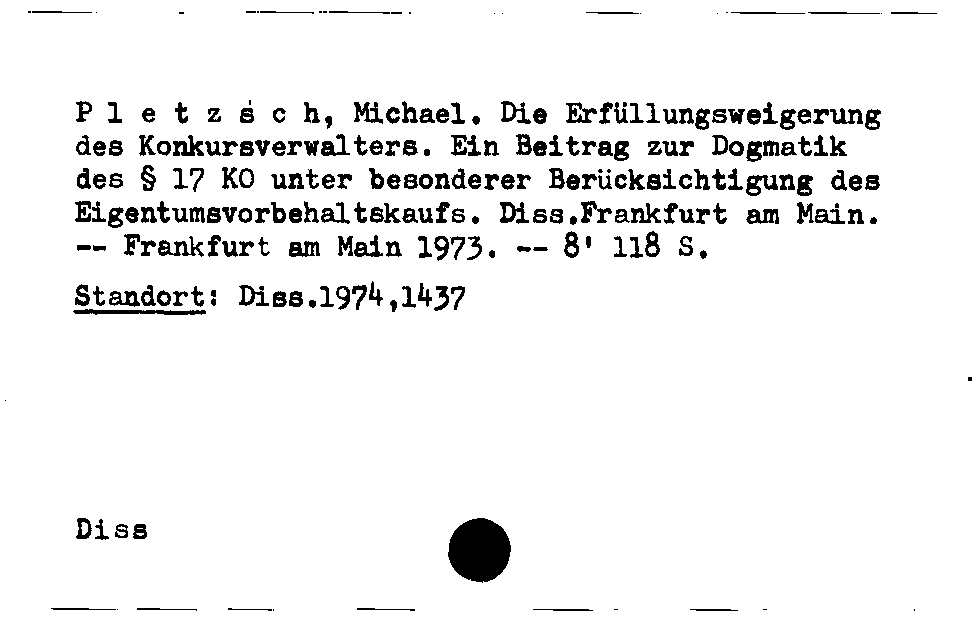 [Katalogkarte Dissertationenkatalog bis 1980]