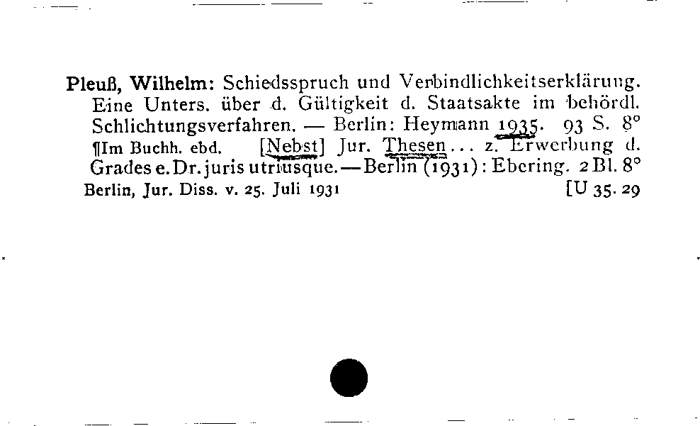 [Katalogkarte Dissertationenkatalog bis 1980]