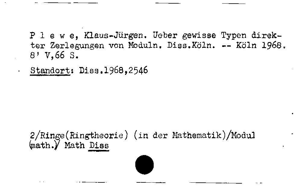 [Katalogkarte Dissertationenkatalog bis 1980]