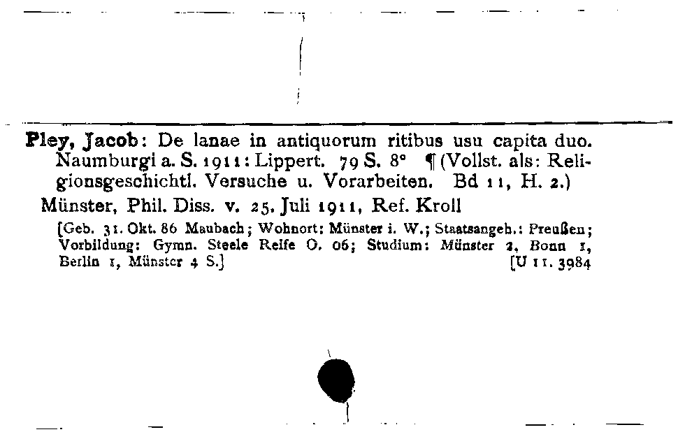 [Katalogkarte Dissertationenkatalog bis 1980]