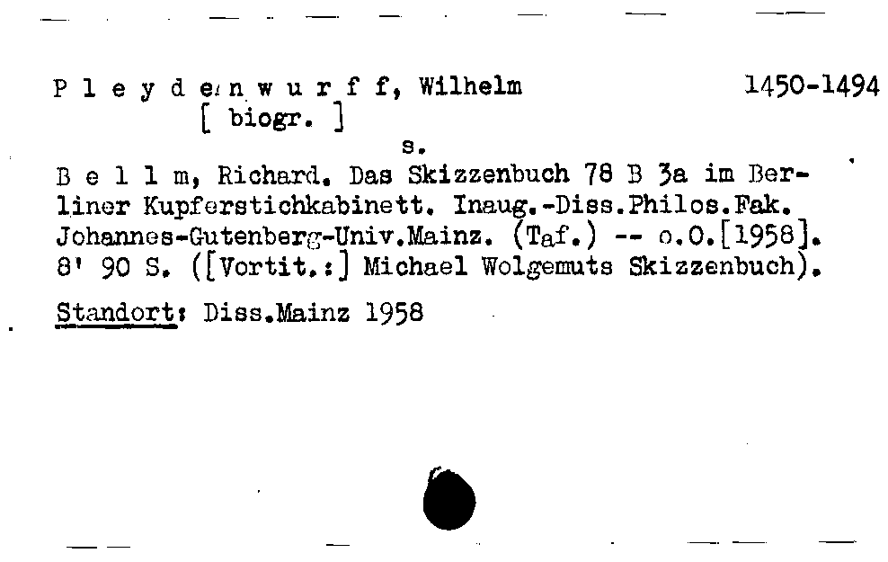 [Katalogkarte Dissertationenkatalog bis 1980]