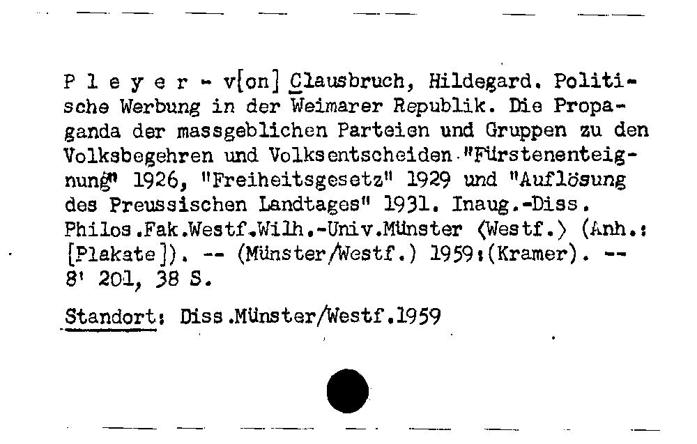 [Katalogkarte Dissertationenkatalog bis 1980]