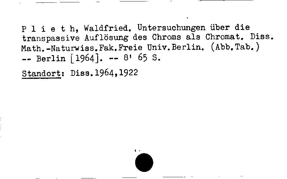 [Katalogkarte Dissertationenkatalog bis 1980]